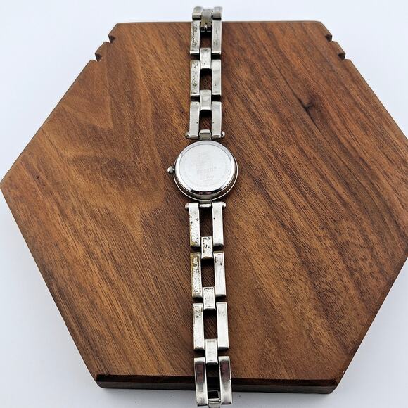 Fossil F2 Women's Silver Tone Purple Quartz Dial Watch ES-9094 Retro Link Y2K - Picture 5 of 7